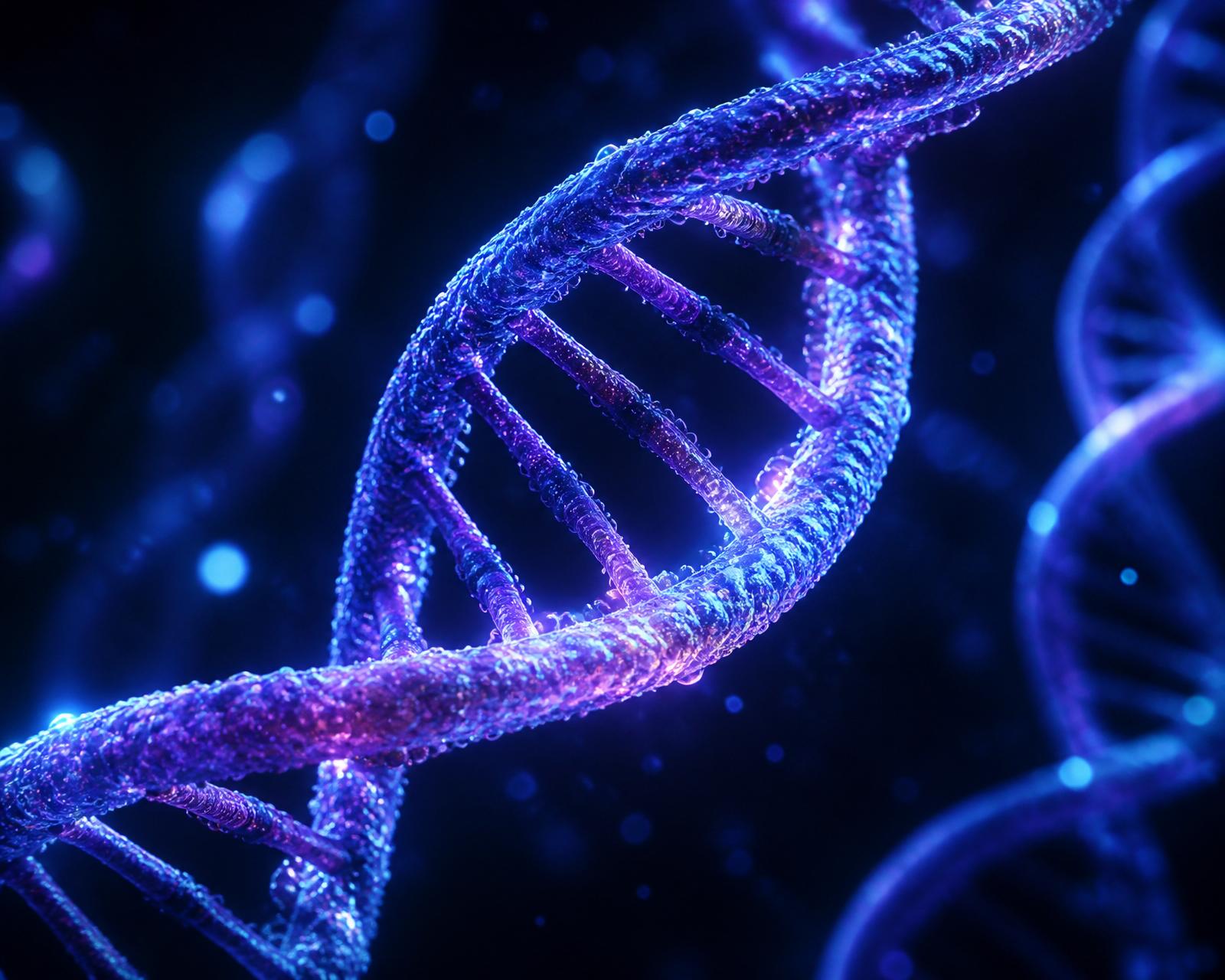 Glowing DNA helix — longevity